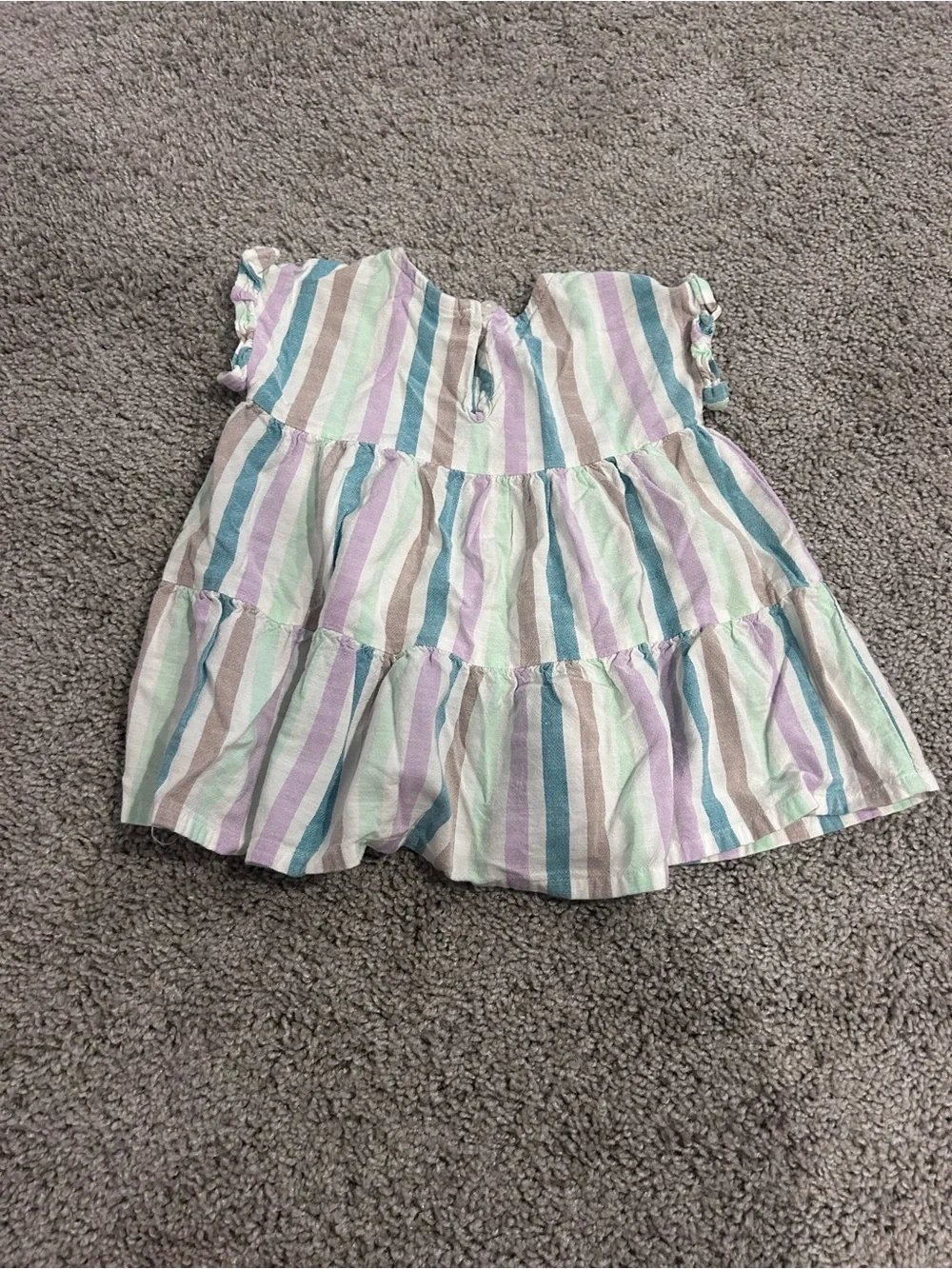 Carter's Pastel Stripe Tiered Dress in Mint, Lavender, Blue and Cream